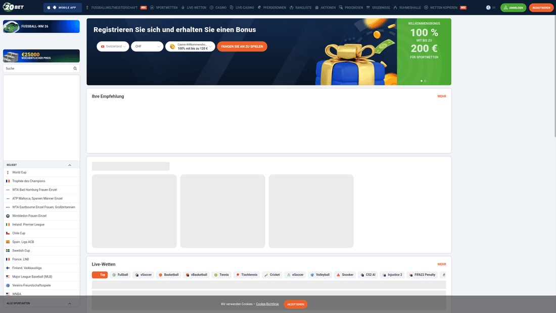 20Bet Startseite