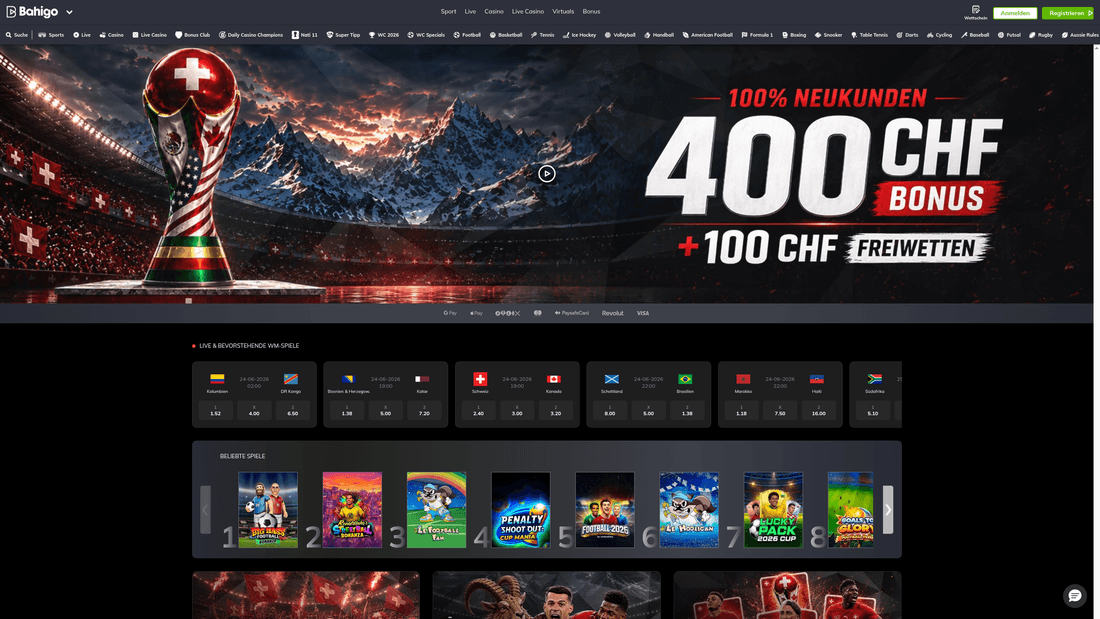 Bahigo Sportwetten – Webseite