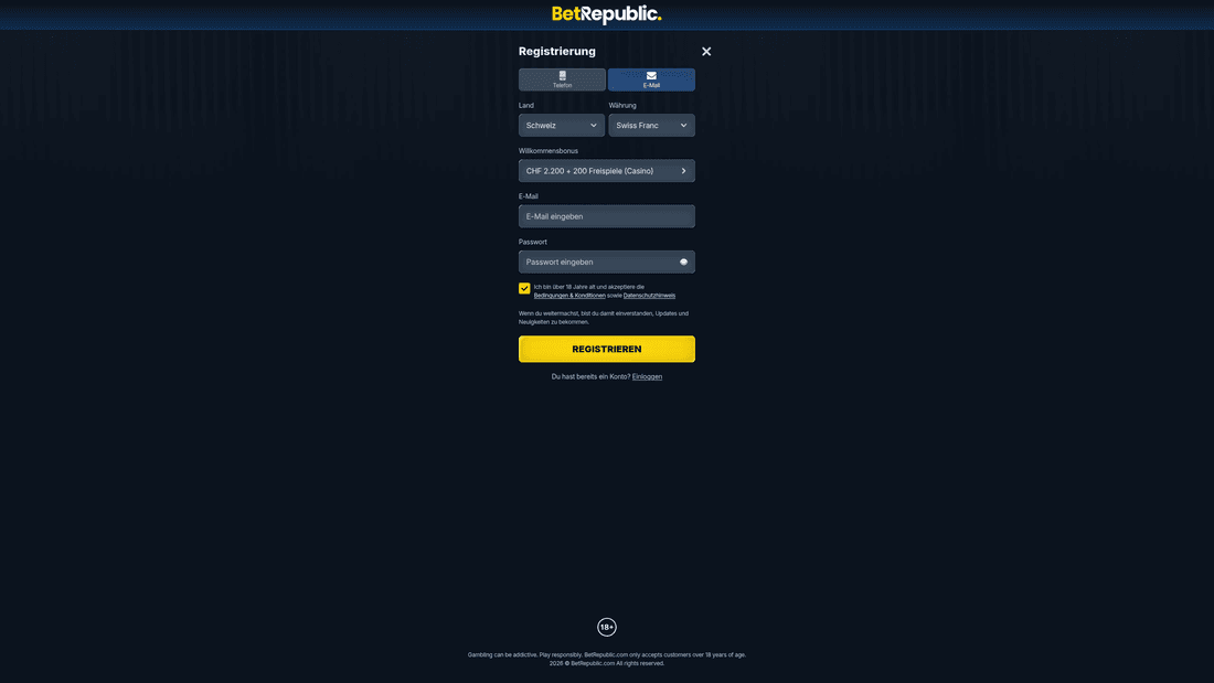 BetRepublic Startseite