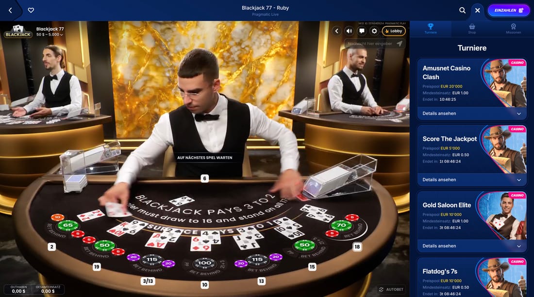 Blackjack im Online Casino — eigene Aufnahme