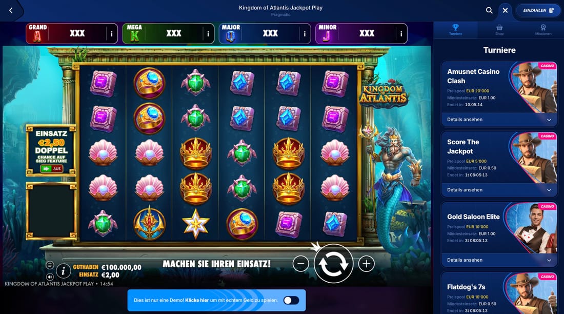 Jackpot-Spiele im Online Casino — eigene Aufnahme