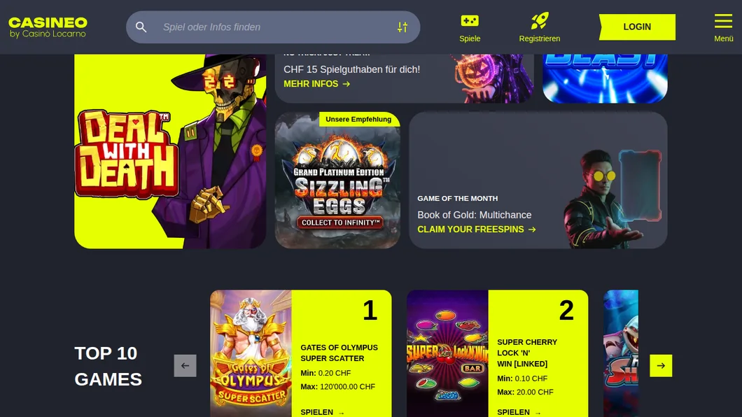casineo.ch Startseite, das jüngste ESBK-Casino