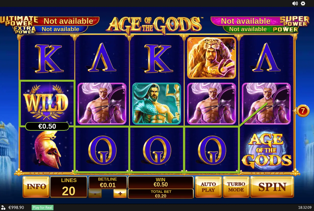 Age of the Gods — gewonnene Linie in der Demo