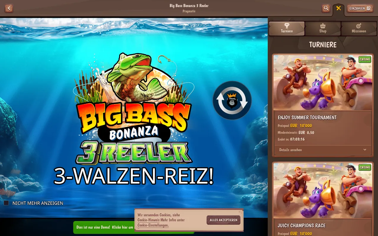 Big Bass Bonanza 3 Reeler — Startbildschirm