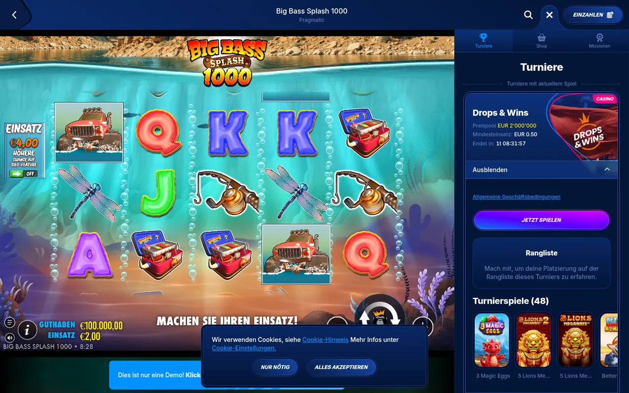Big Bass Splash 1000 — Spielrunde