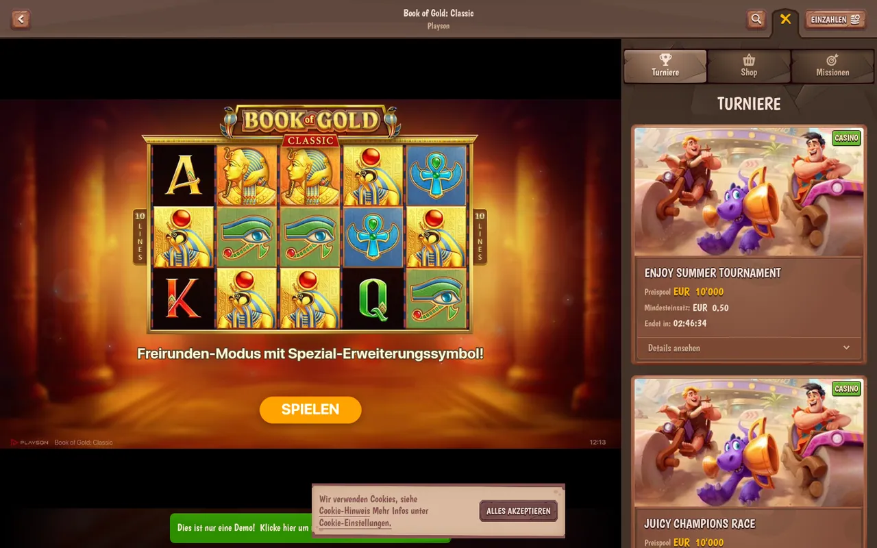 Book of Gold: Classic — Startbildschirm