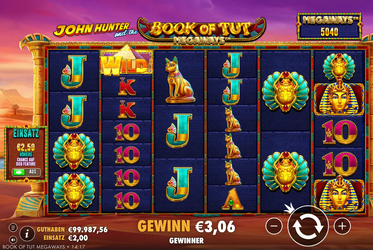 Book of Tut — gewonnene Linie in der Demo