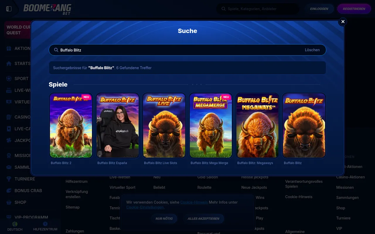 Buffalo Blitz — Casino-Lobby