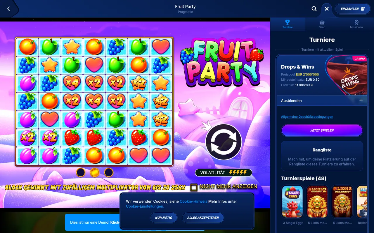 Fruit Party — Startbildschirm