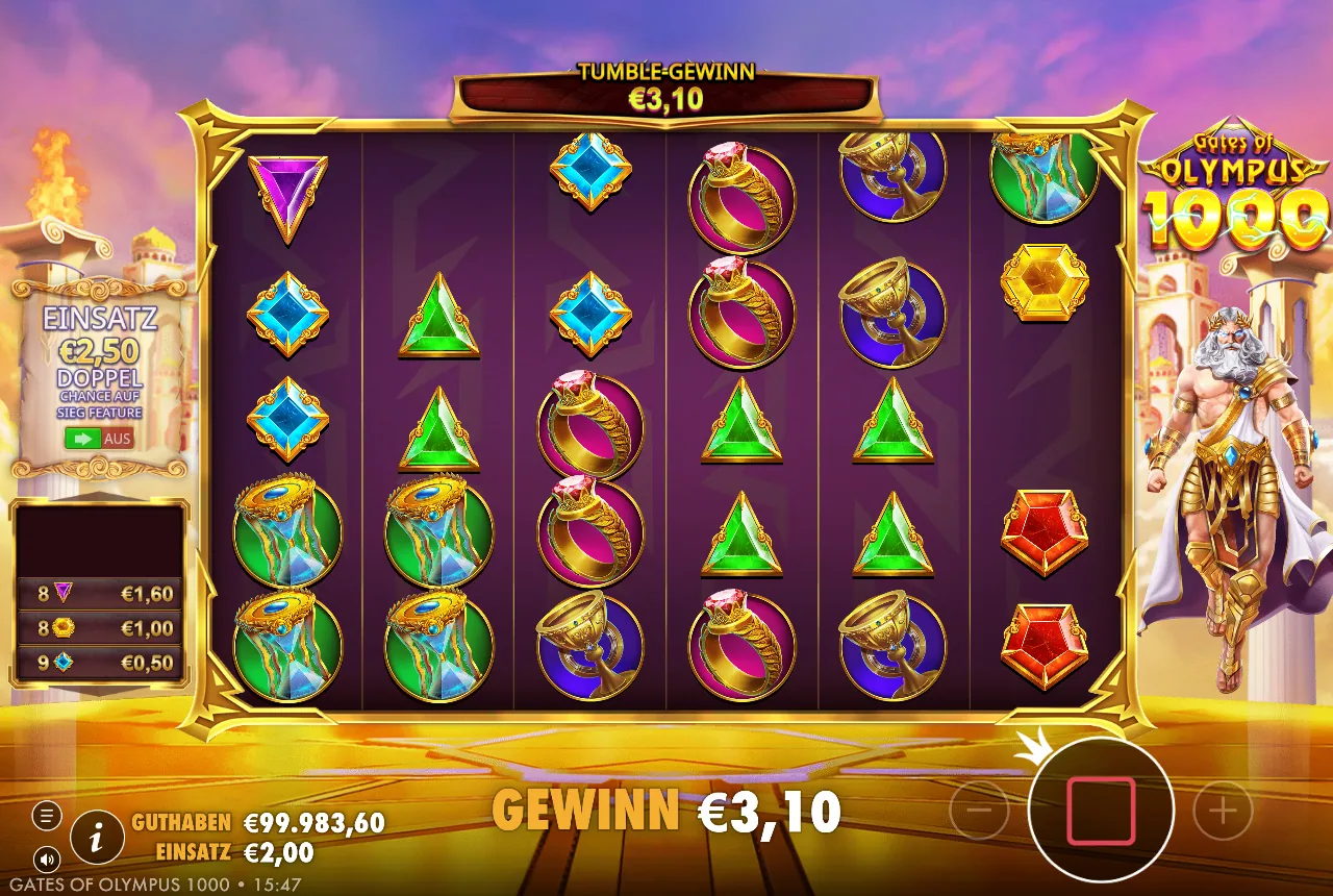 Gates of Olympus — gewonnene Linie in der Demo