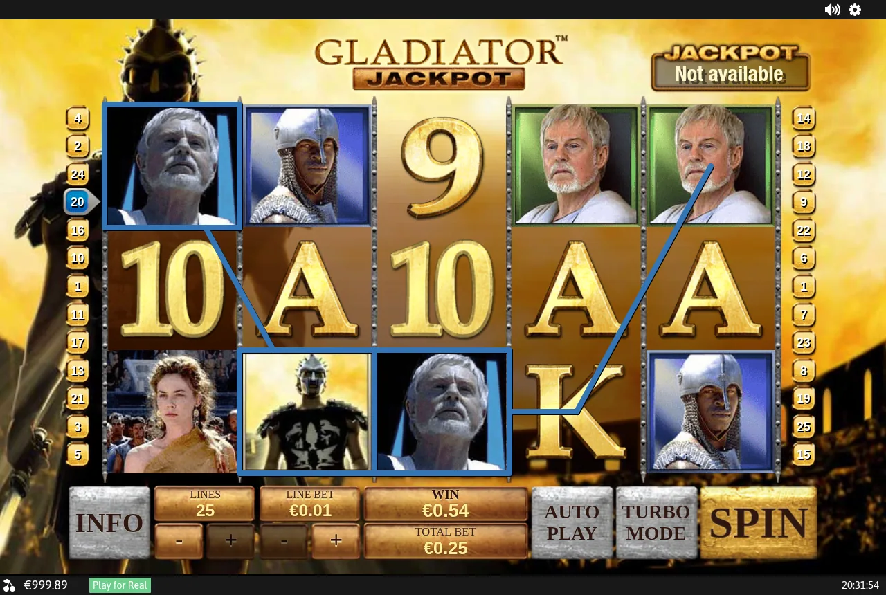 Gladiator — gewonnene Linie in der Demo