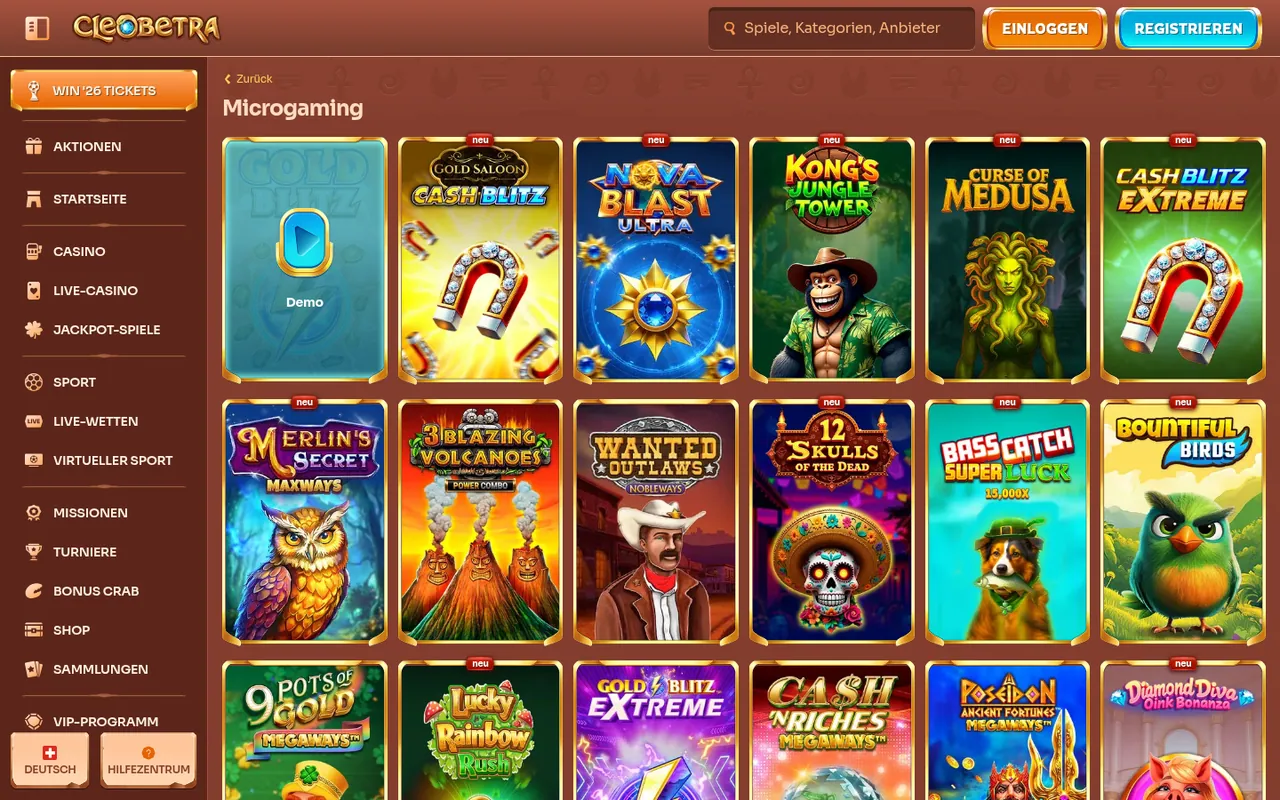Microgaming Slots & Spiele-Spiele im Casino-Lobby