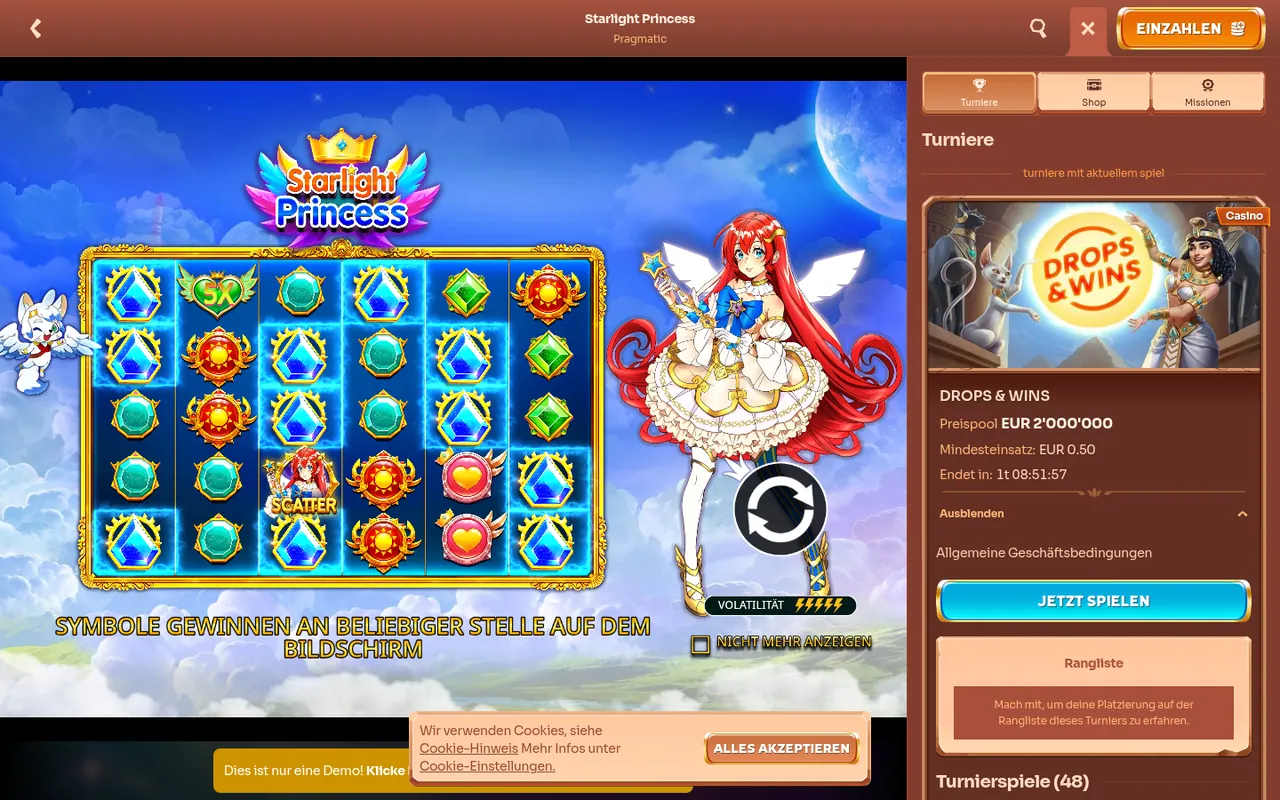 Starlight Princess — Spielrunde