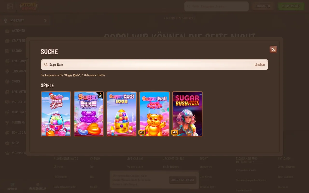 Sugar Rush — Casino-Lobby