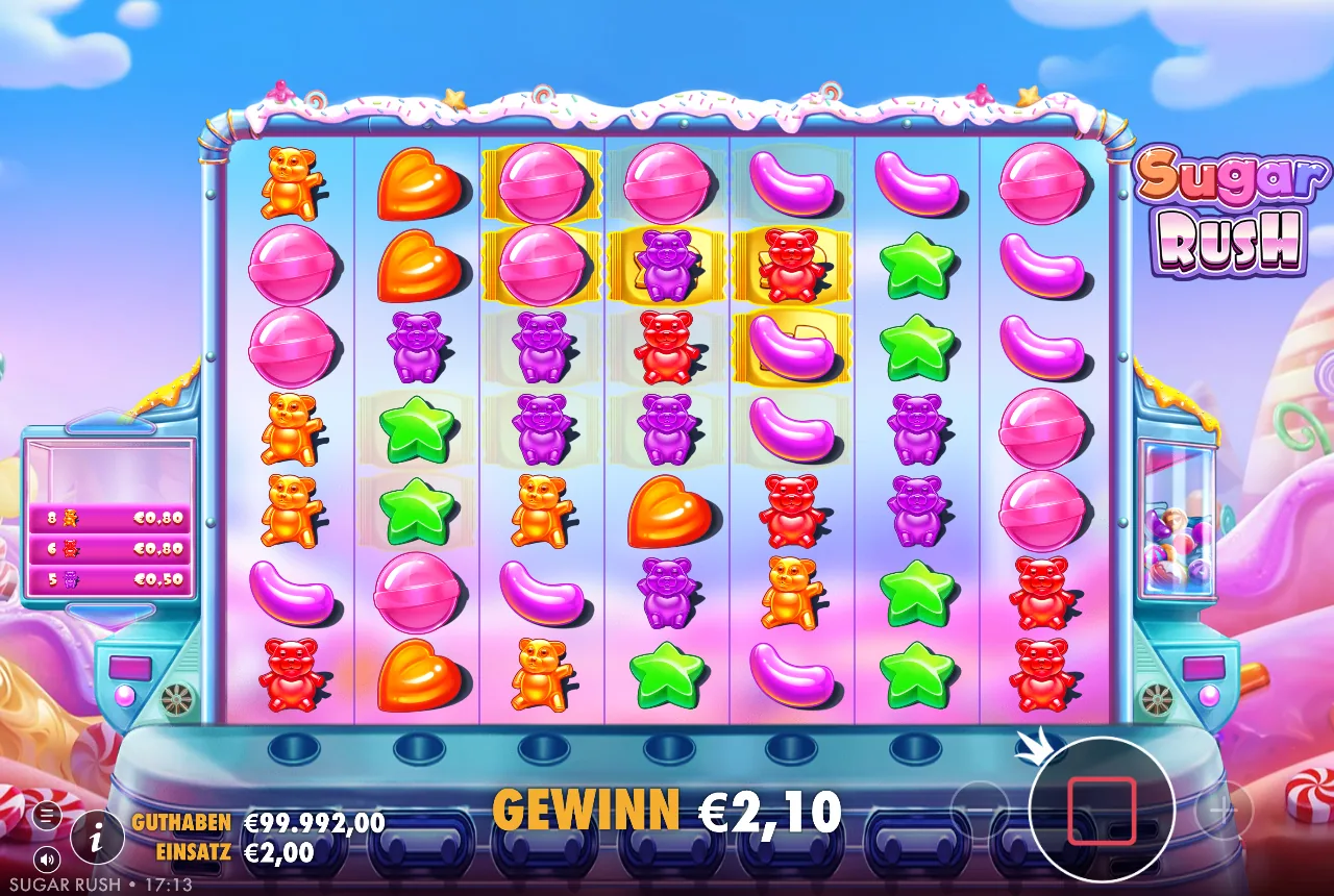 Sugar Rush — gewonnene Linie in der Demo