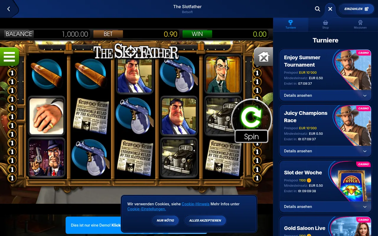 The Slotfather — Startbildschirm