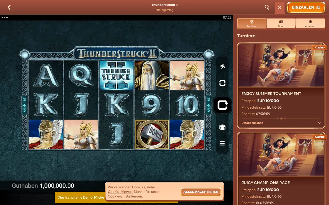 Thunderstruck II — Startbildschirm
