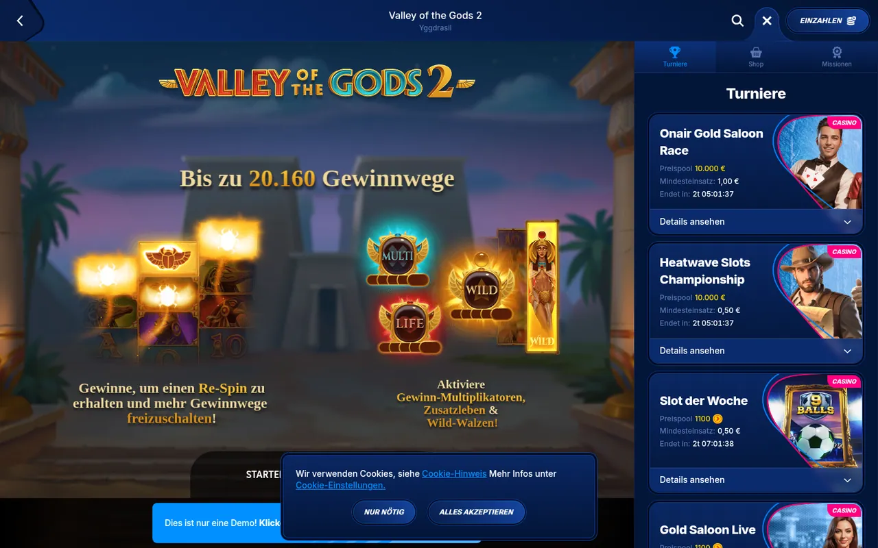 Valley of the Gods 2 Yggdrasil — Startbildschirm