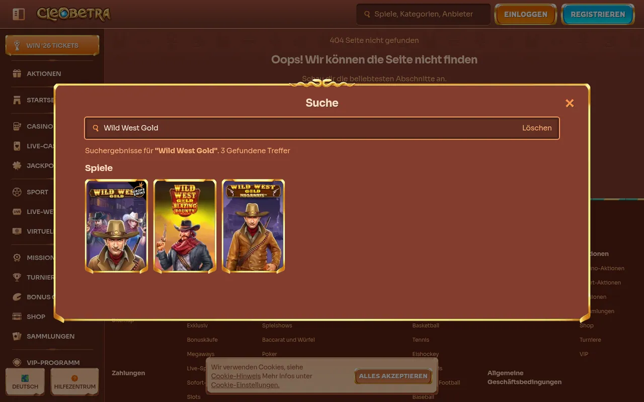Wild West Gold — Casino-Lobby