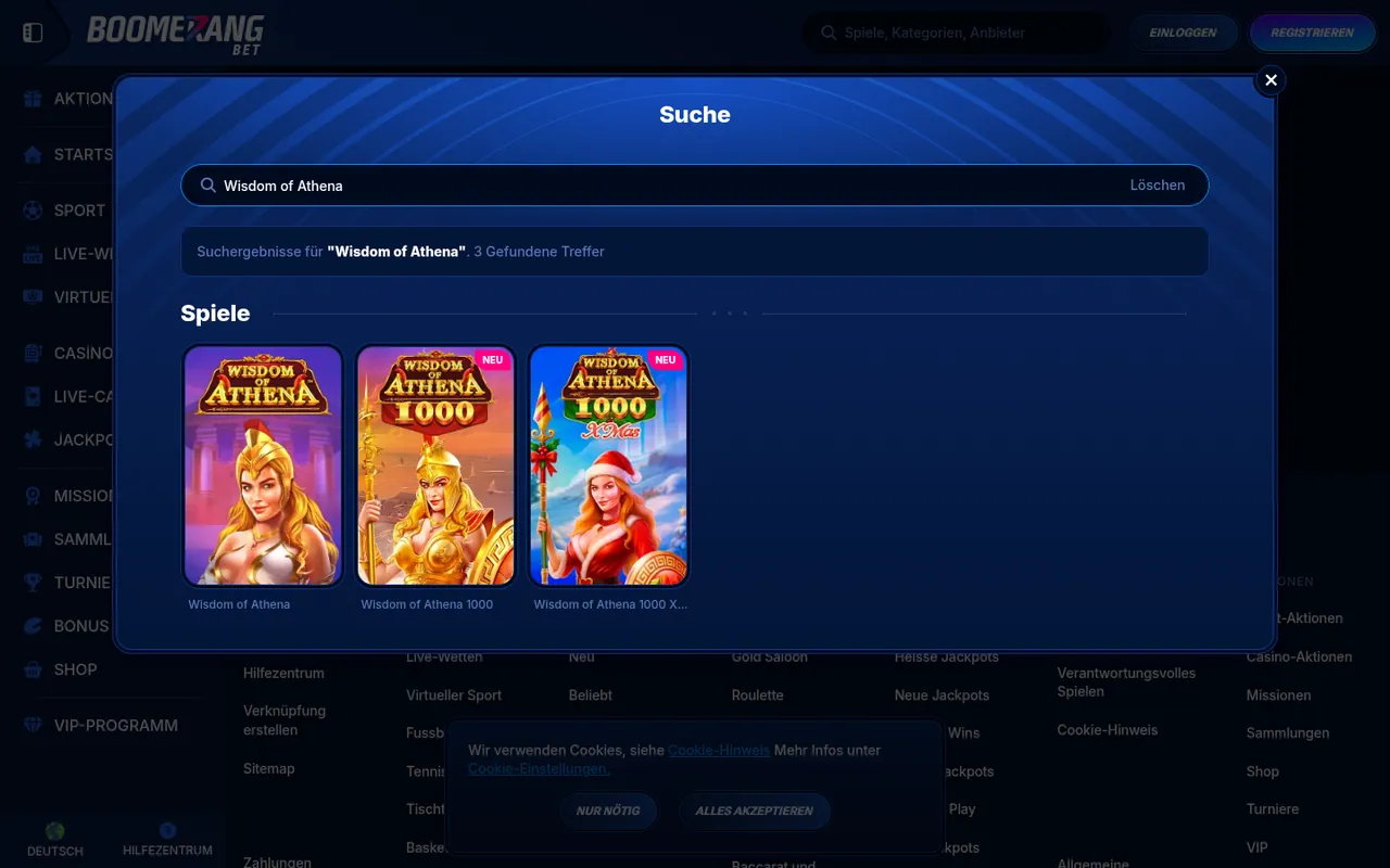 Wisdom of Athena — Casino-Lobby