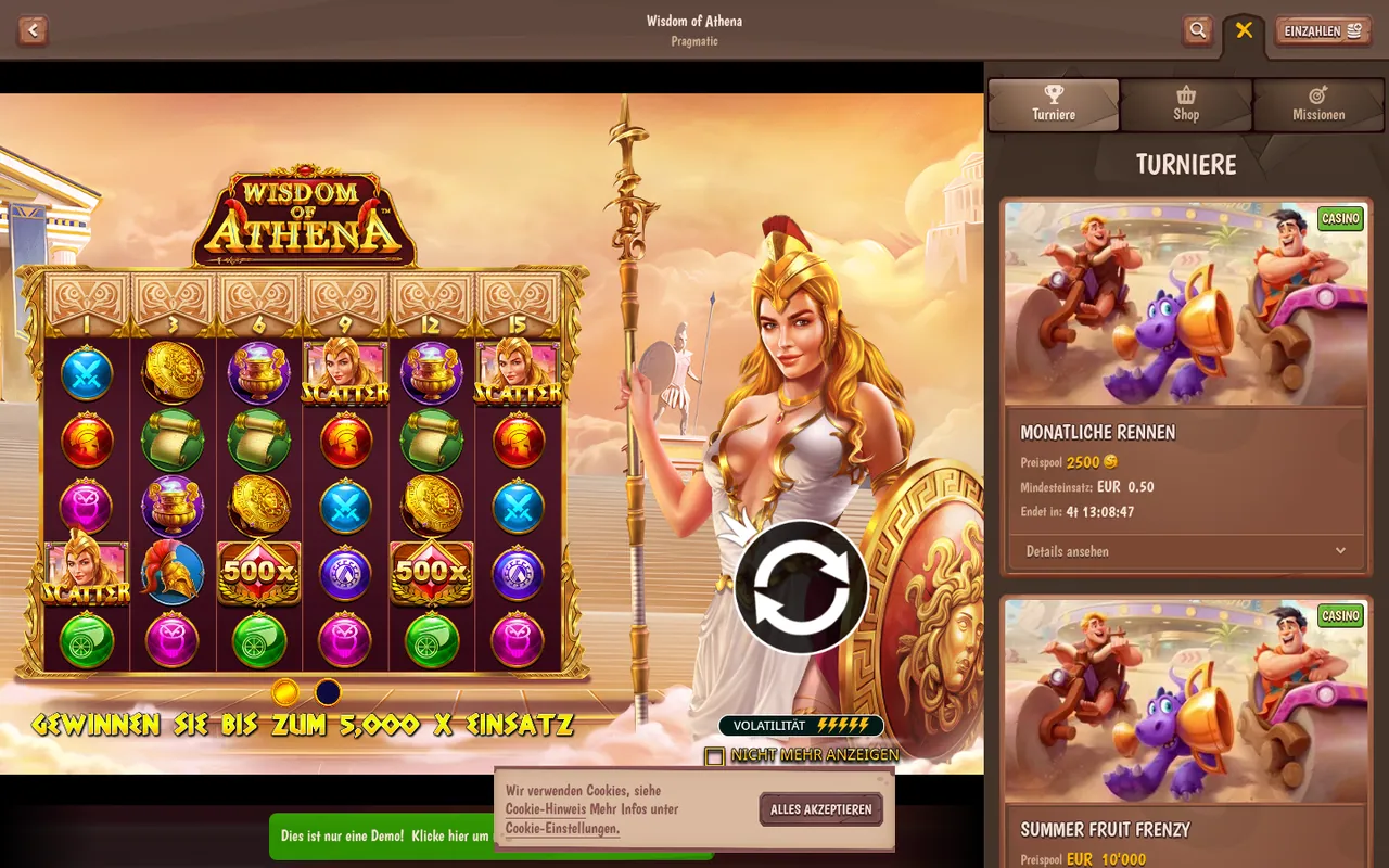 Wisdom of Athena — Startbildschirm