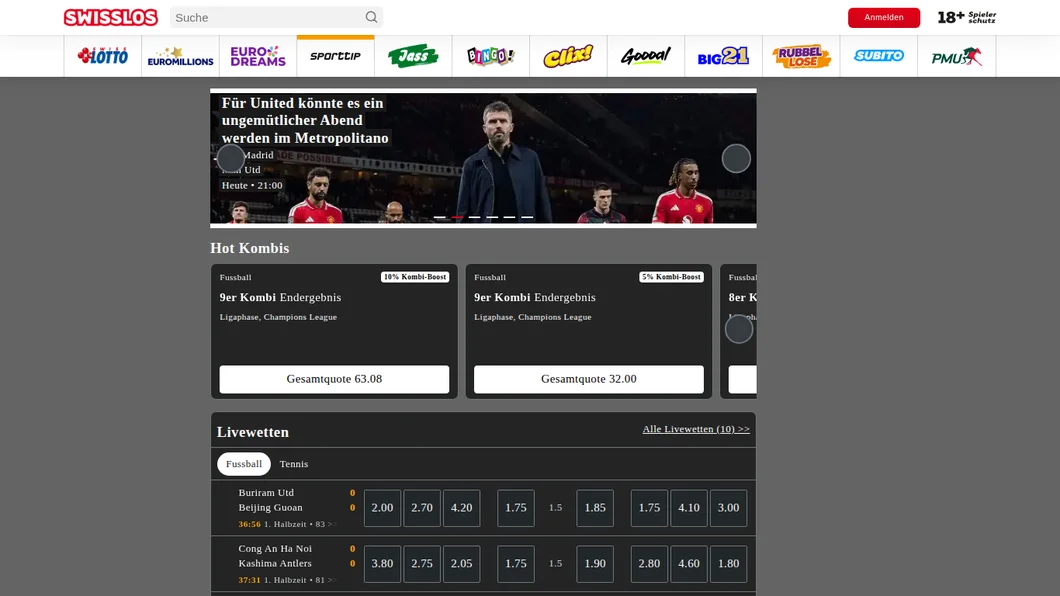 Swisslos Sporttip mit Hot Kombis, Kombi-Boost und Livewetten