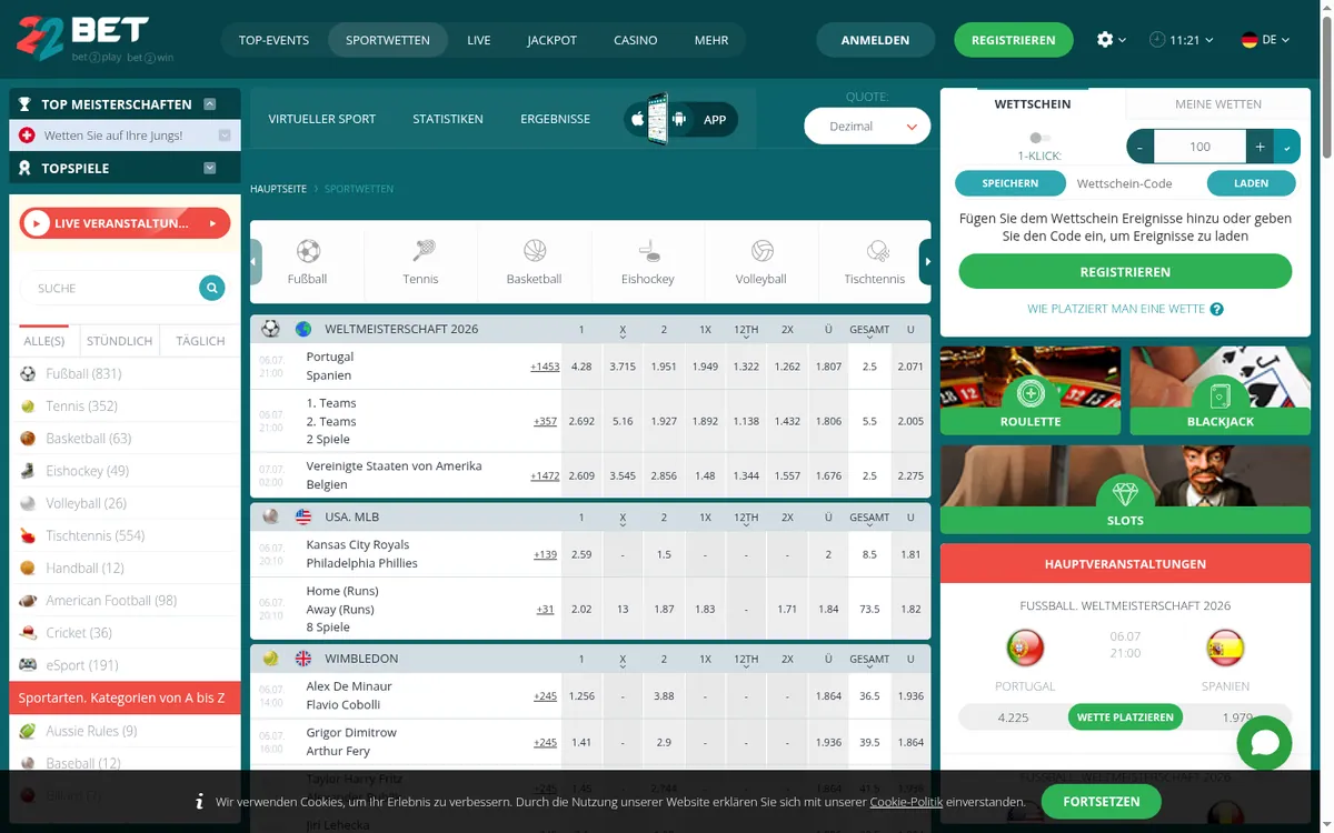 22Bet Sportwetten