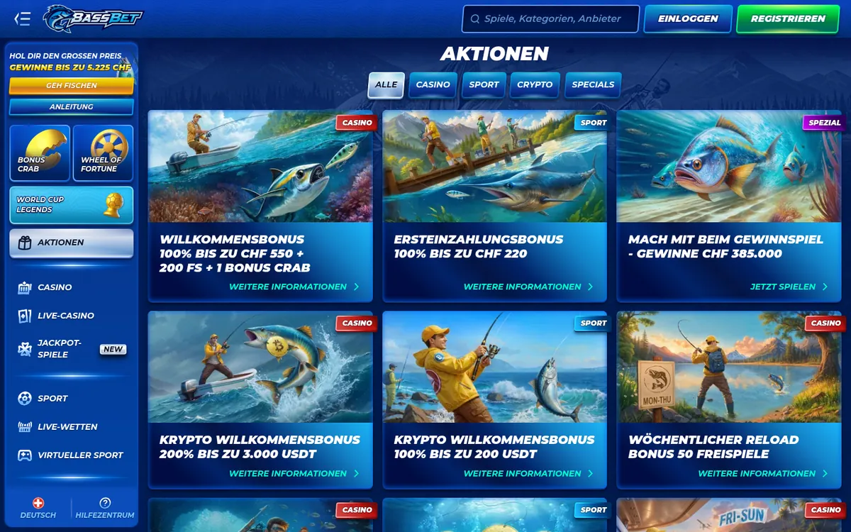Bassbet Bonus und Aktionen