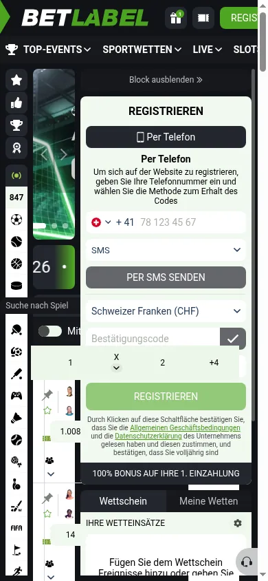 Betlabel mobile Ansicht