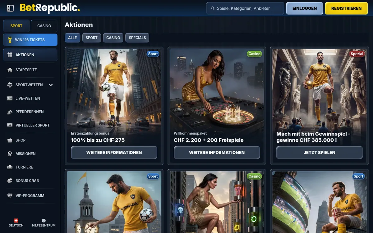 BetRepublic Bonus und Aktionen