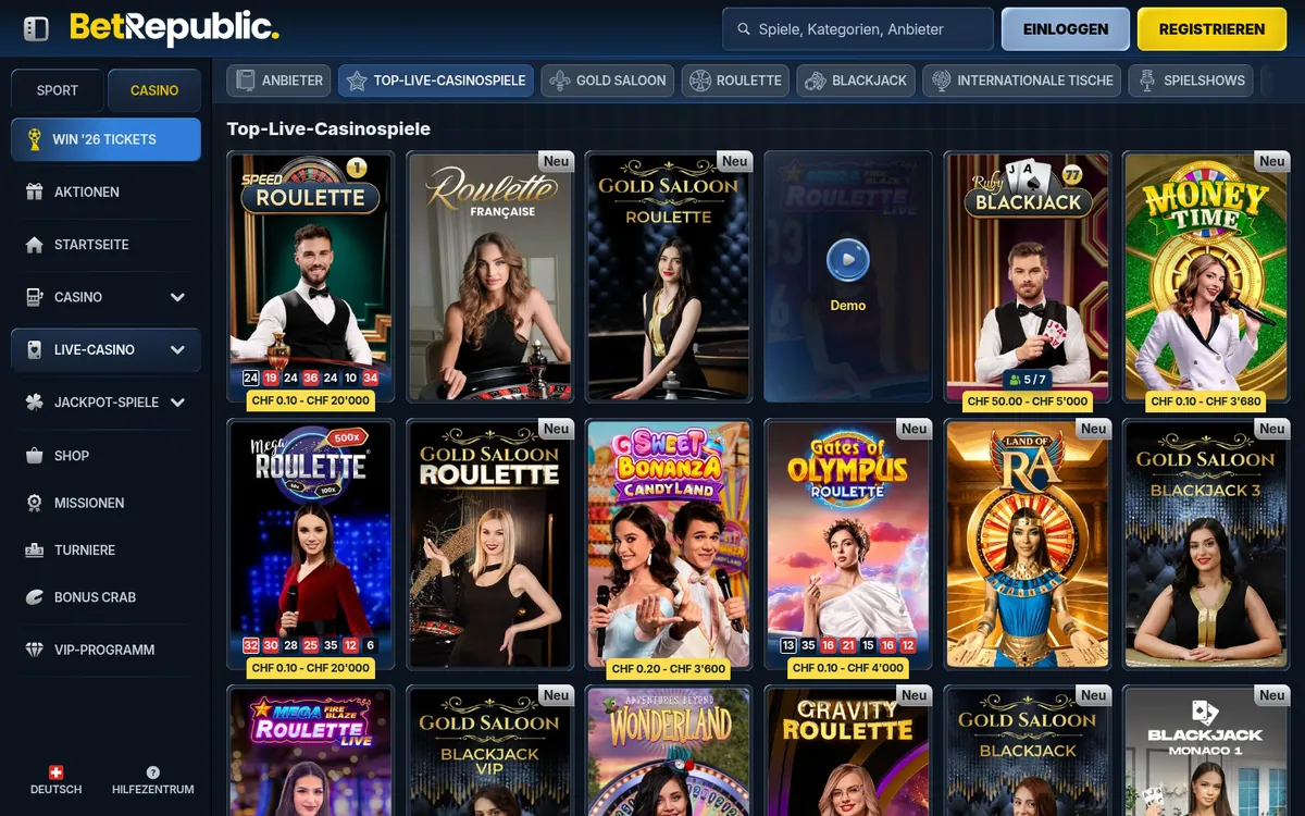 BetRepublic Live-Casino
