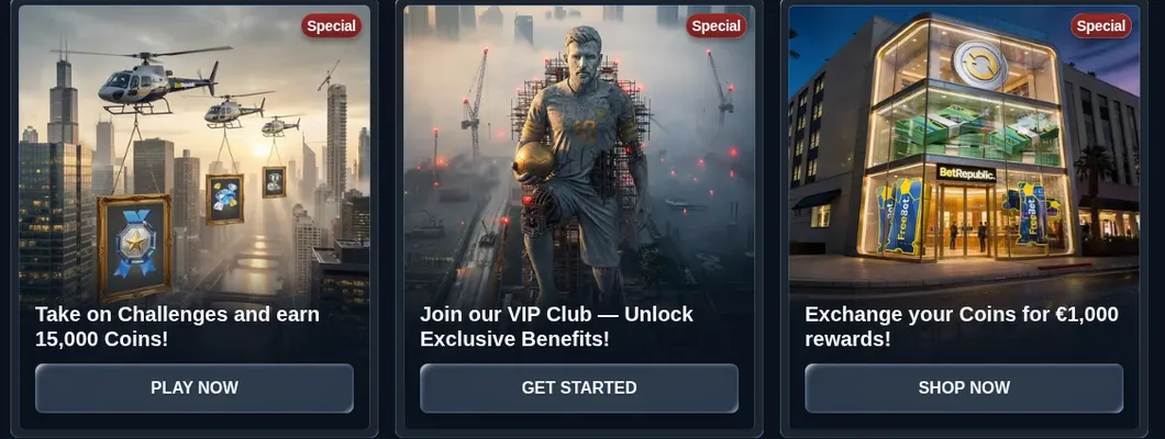 BetRepublic Specials mit Challenges, VIP Club und Shop