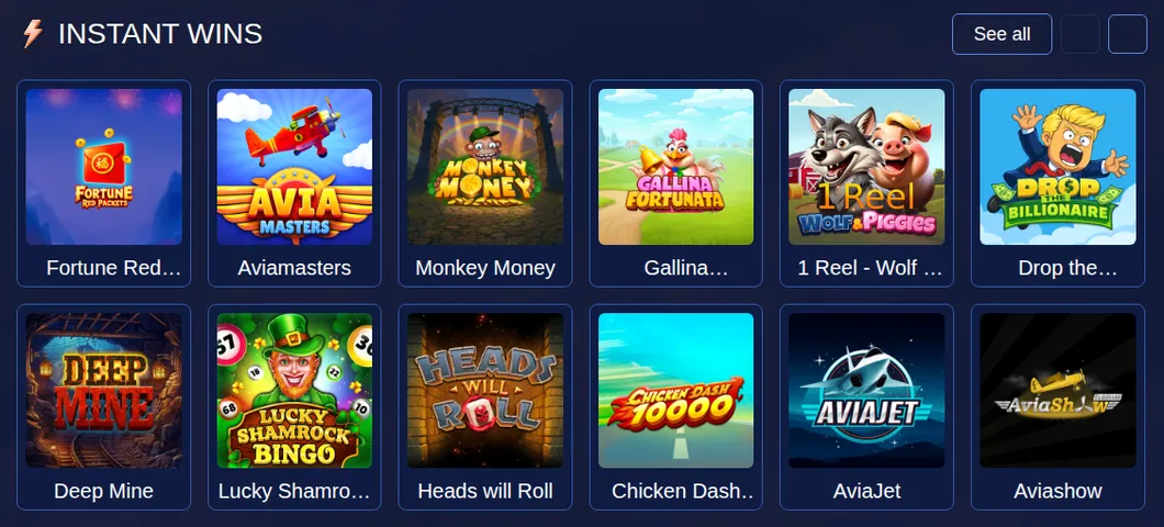 BirdSpin Instant Wins mit Crash-Spielen wie Aviamasters, AviaJet und Chicken Dash