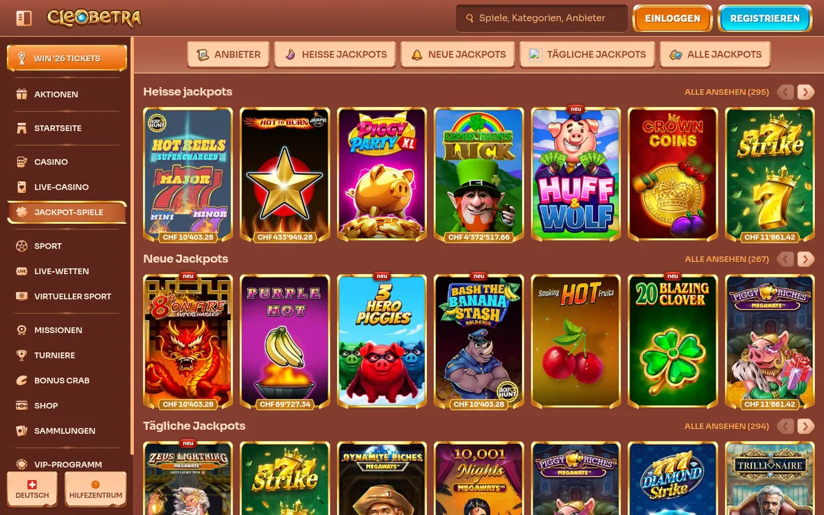Cleobetra Jackpot-Spiele