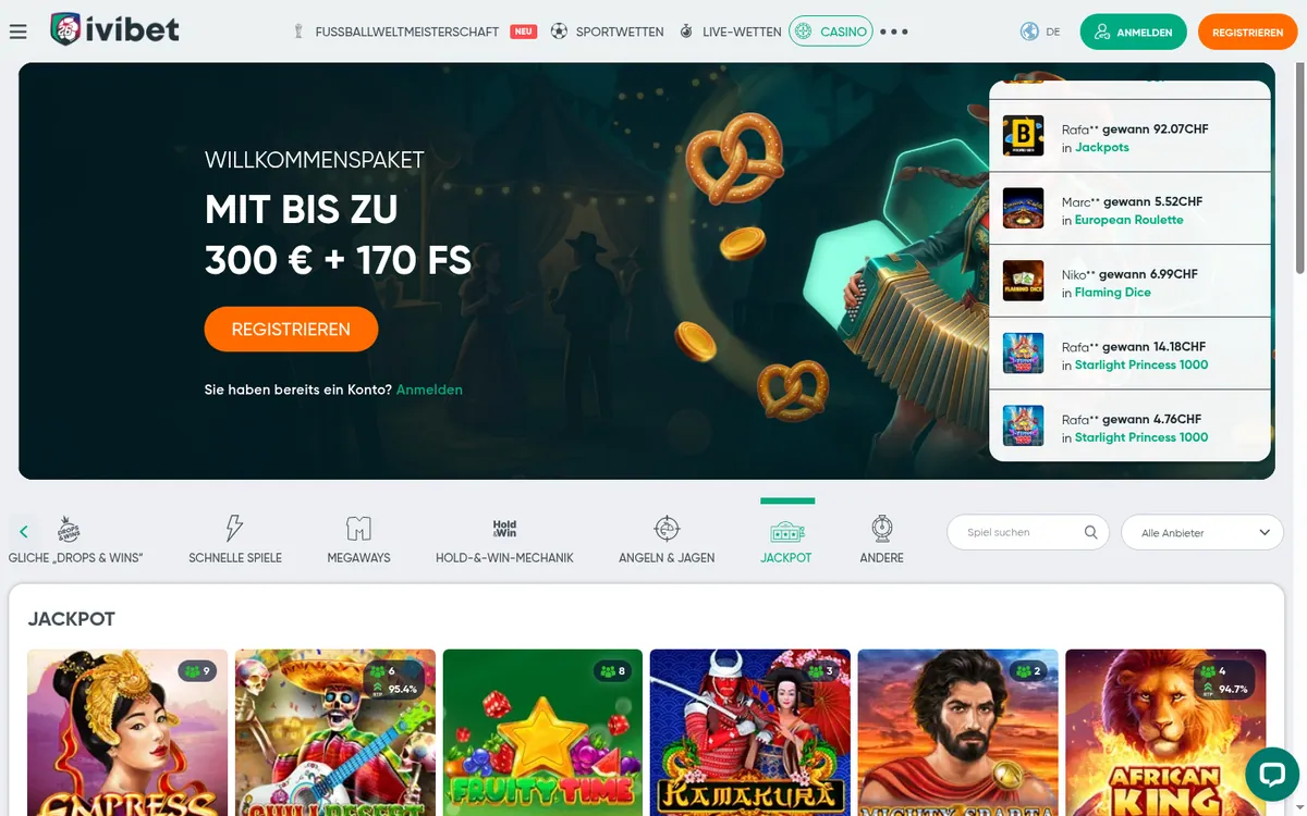 Ivibet Jackpot-Spiele