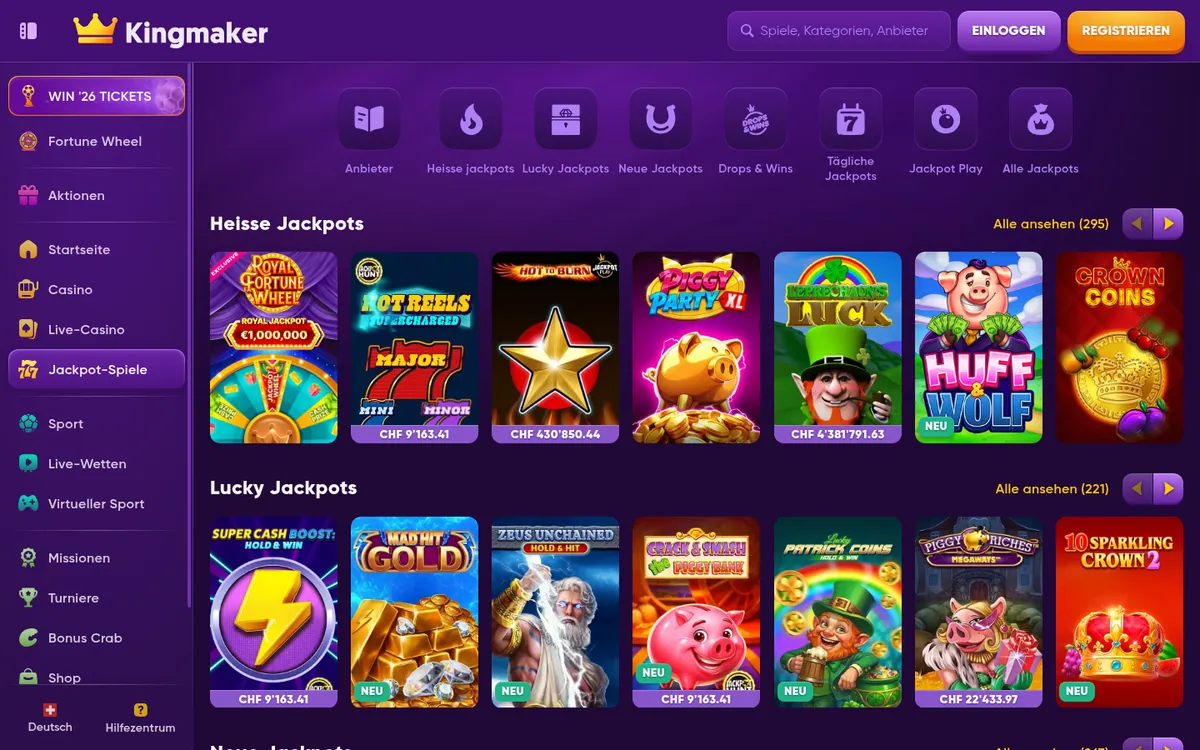 Kingmaker Jackpot-Spiele
