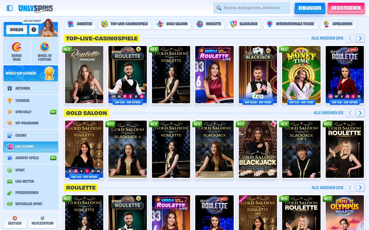 OnlySpins Live-Casino