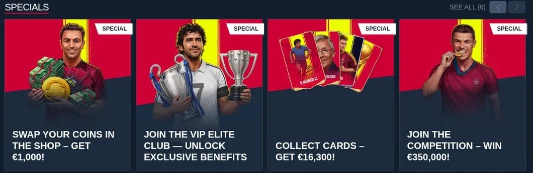 Rabona Specials mit Shop, VIP Elite Club, Sammelkarten und Gewinnspiel