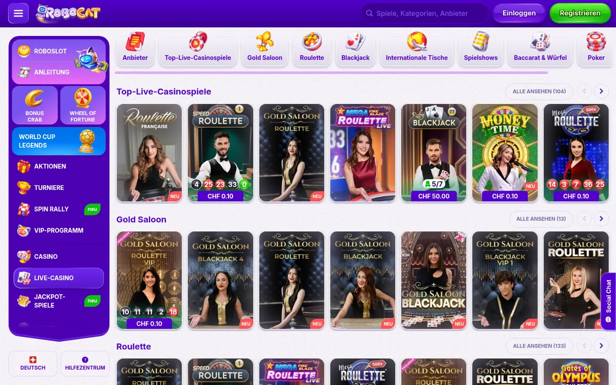 Robocat Live-Casino