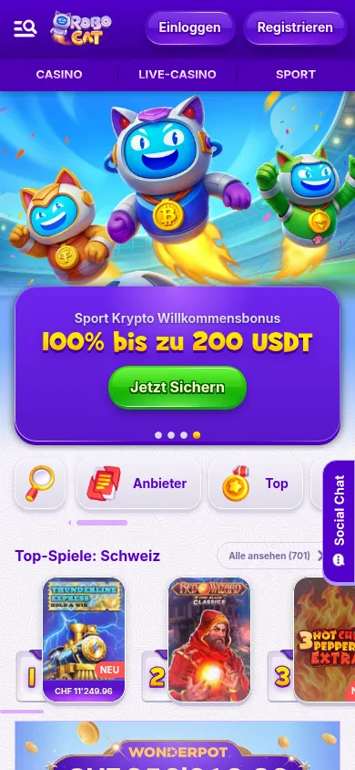 Robocat mobile Ansicht
