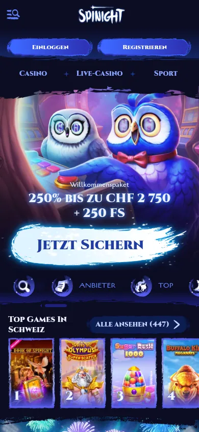 Spinight mobile Ansicht