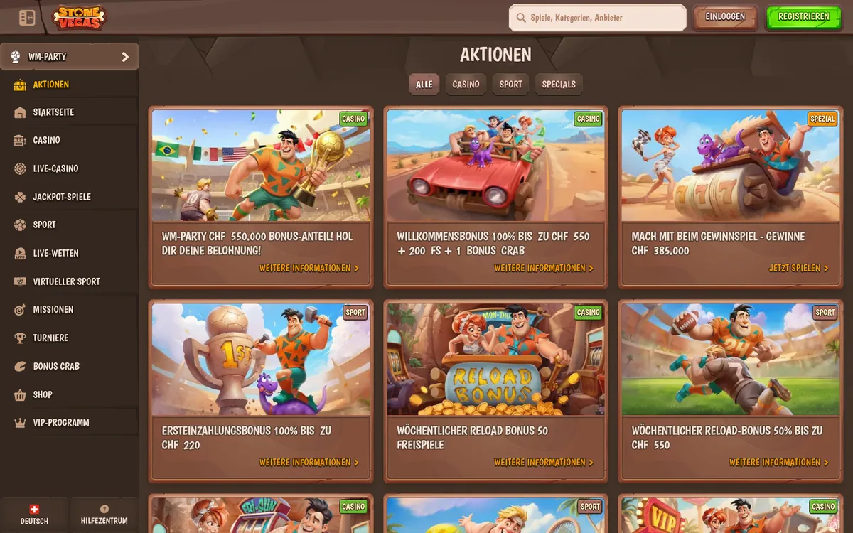 StoneVegas Bonus und Aktionen