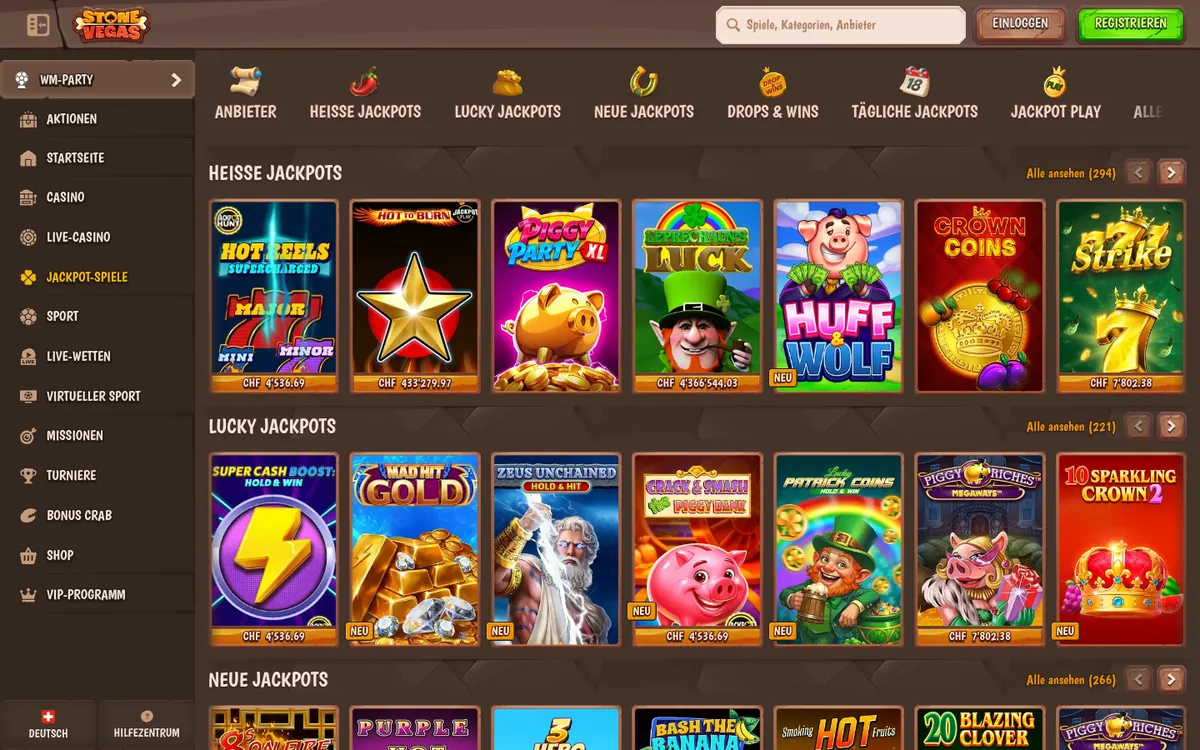 StoneVegas Jackpot-Spiele
