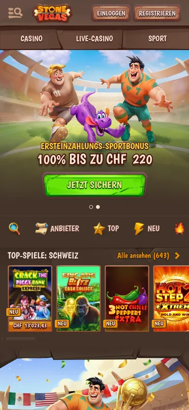 StoneVegas mobile Ansicht